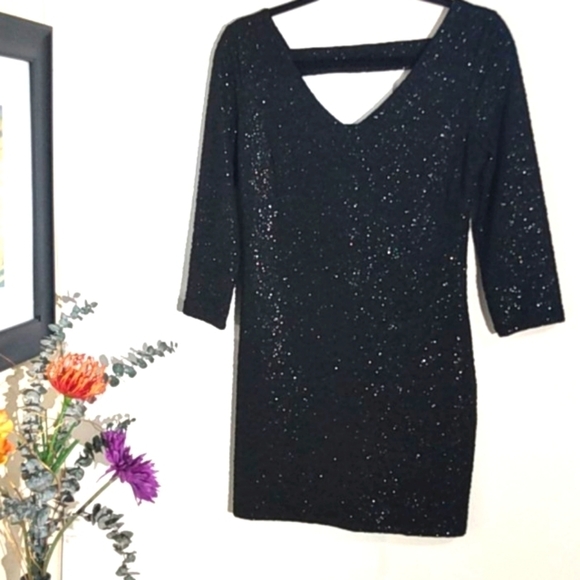 BCBG NWT BLACK SPARKLE MINI DRESS SIZE SMALL - Picture 2 of 13